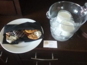 Cookies and milk from the manager